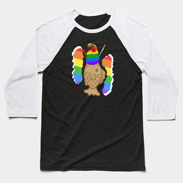 Pride Taiyaki Ice cream-Gay/LGBT flag Baseball T-Shirt by VixenwithStripes